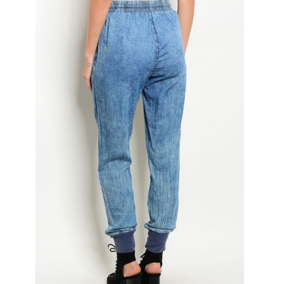 B2G1 - 1 Small Left! Denim Drawstring Joggers - Picture 2 of 2